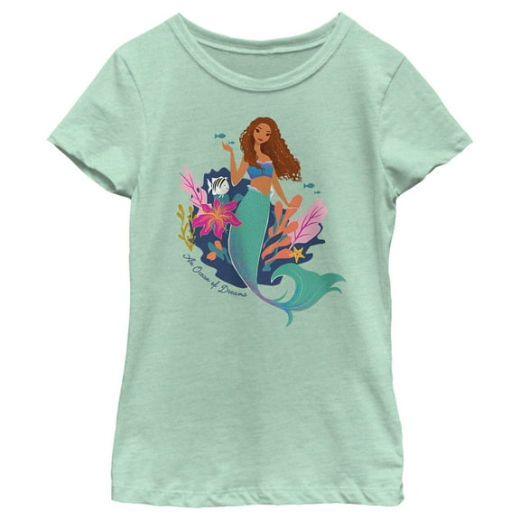Girl's The Little Mermaid Ariel An Ocean of Dreams  Graphic Tee Mint Large