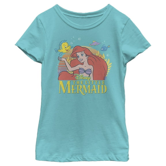 Girl's The Little Mermaid Ariel Classic  Graphic Tee Tahiti Blue Medium