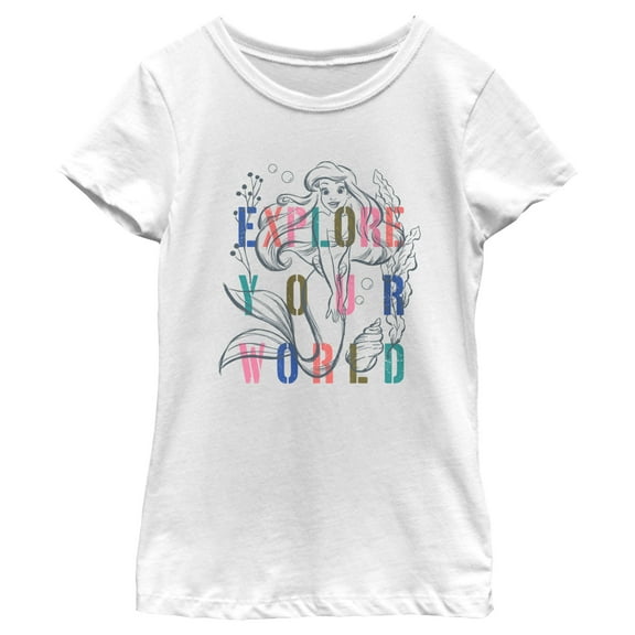 Girl's The Little Mermaid Ariel Explore Your World  Graphic Tee White Medium