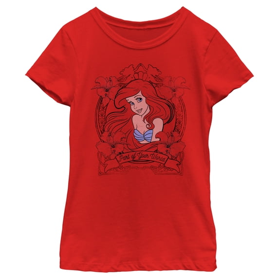 Girl's The Little Mermaid Ariel Part of Your World Graphic Tee Red X Large