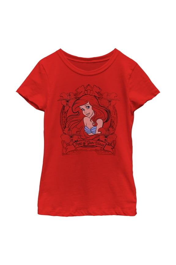Girl's The Little Mermaid Ariel Part of Your World Graphic Tee Red X Large