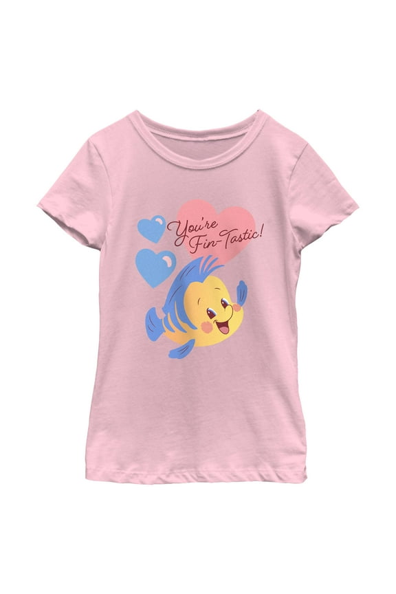 Girl's The Little Mermaid Flounder You're Fin-Tastic Graphic T-Shirt