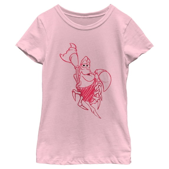 Girl's The Little Mermaid Sebastian Drawing Graphic Tee Light Pink Small
