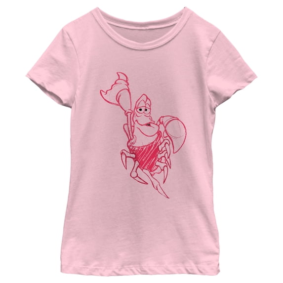 Girl's The Little Mermaid Sebastian Drawing Graphic Tee Light Pink X Large