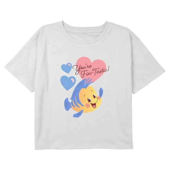 Girl's The Little Mermaid You're Fin-Tastic Graphic Cropped T-Shirt