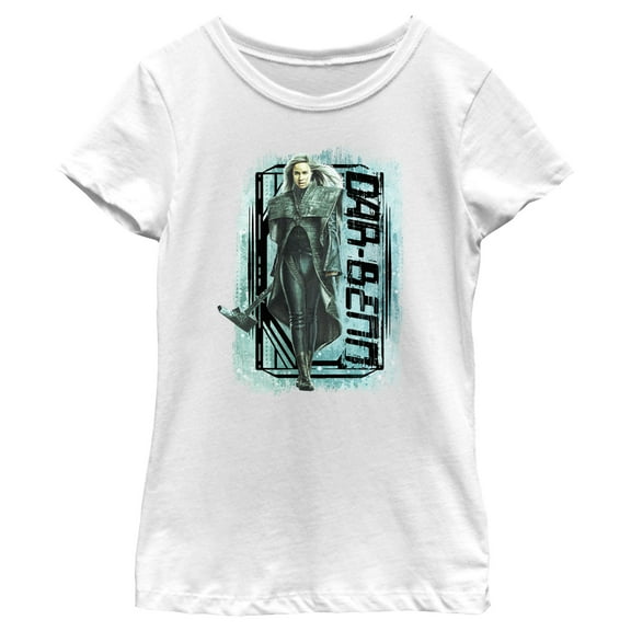 Girl's The Marvels Dar-Benn Portrait  Graphic Tee White Small