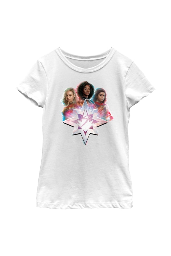 Girl's The Marvels Heroes Logo Graphic Tee White Large