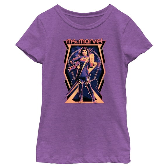 Girl's The Marvels Ms. Marvel Portrait  Graphic Tee Purple Berry Medium