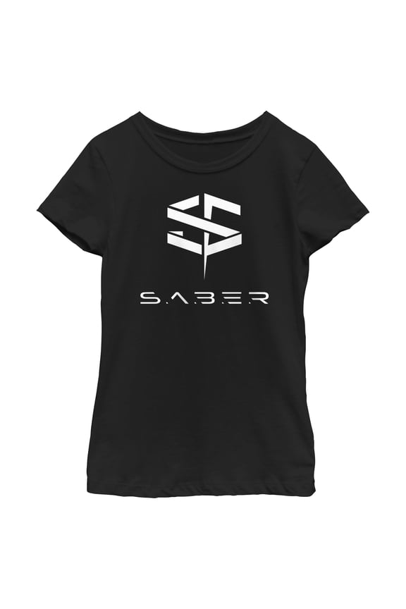 Girl's The Marvels S.A.B.E.R. Logo Graphic Tee Black Medium