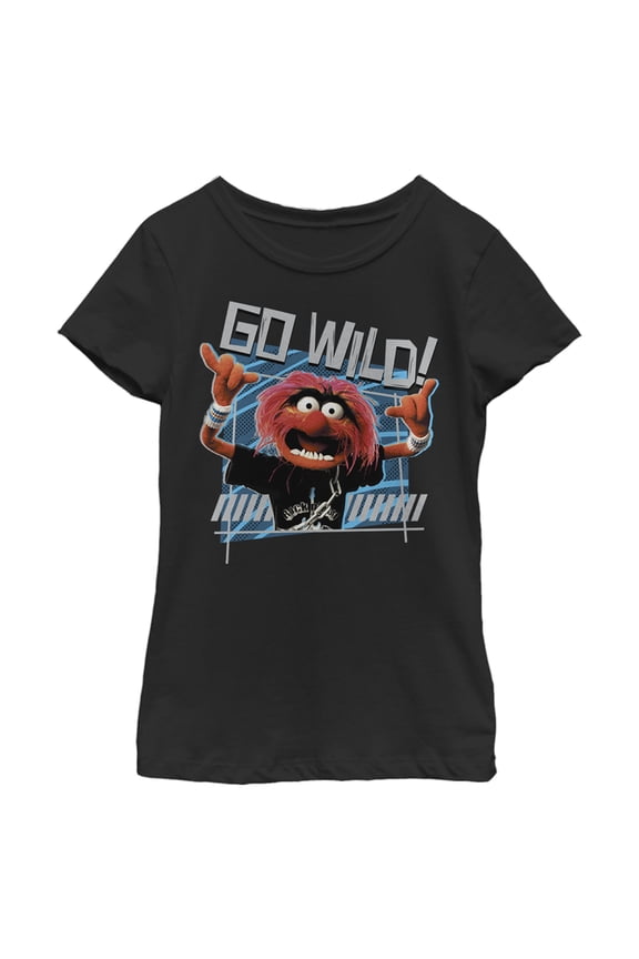 Girl's The Muppets Animal Go Wild Graphic Tee Black Medium