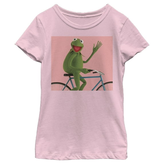 Girl's The Muppets Biking Kermit Graphic Tee Light Pink X Large
