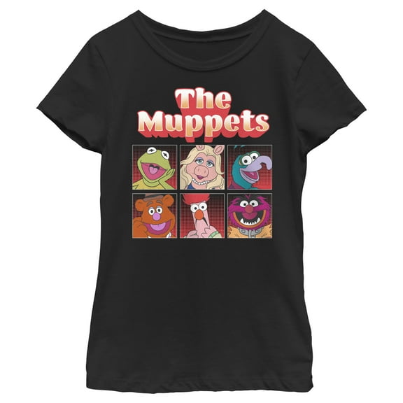 Girl's The Muppets Boxed Characters  Graphic Tee Black Large