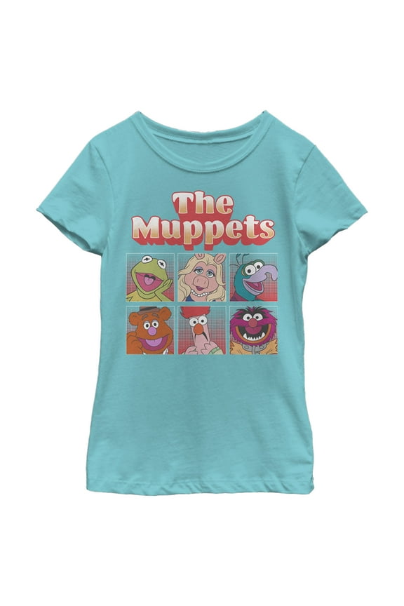 Girl's The Muppets Boxed Characters  Graphic Tee Tahiti Blue Small