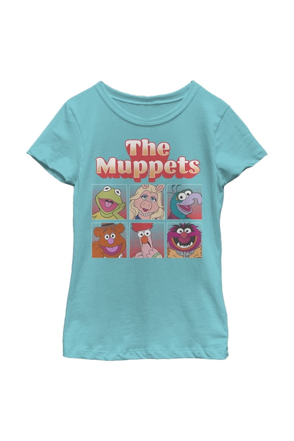 Girl's The Muppets Boxed Characters  Graphic Tee Tahiti Blue X Small