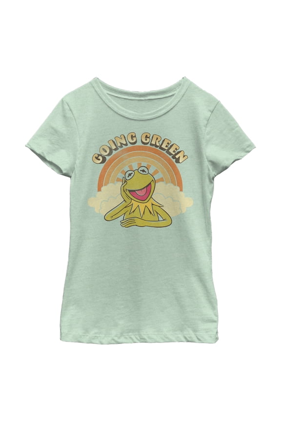 Girl's The Muppets Green Kermit Graphic Tee Mint Medium