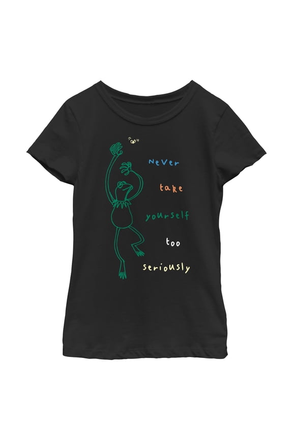 Girl's The Muppets Kermit Serious Dance Graphic Tee Black Medium