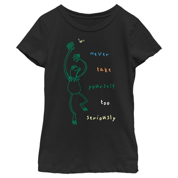 Girl's The Muppets Kermit Serious Dance Graphic Tee Black Small