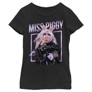 Girl's The Muppets Miss Piggy Glamourous Graphic Tee Black Small