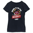 thumbnail image 1 of Girl's The Muppets The Animal Made it to the Naughty List  Graphic Tee Navy Blue X Small, 1 of 4