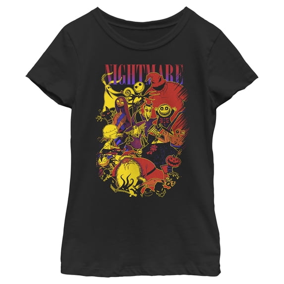 Girl's The Nightmare Before Christmas Character Collage Poster Graphic Tee Black Medium