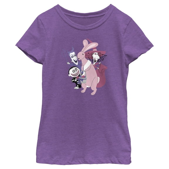 Girl's The Nightmare Before Christmas Easter Bunny Caught Graphic Tee Purple Berry Large