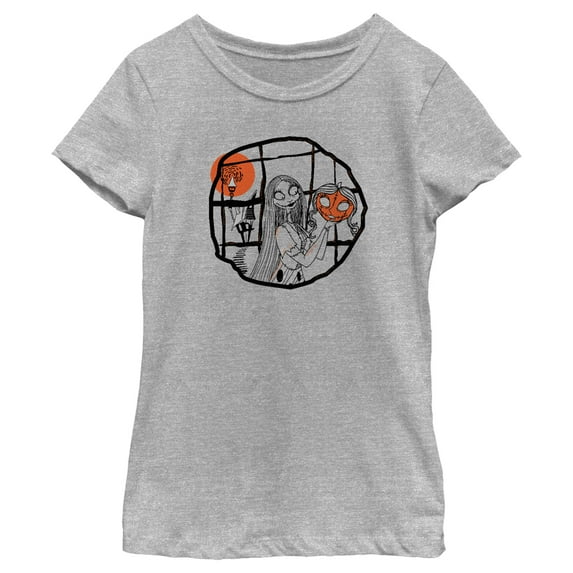 Girl's The Nightmare Before Christmas Halloween Sally Pumpkin Sketch Graphic Tee Athletic Heather Small