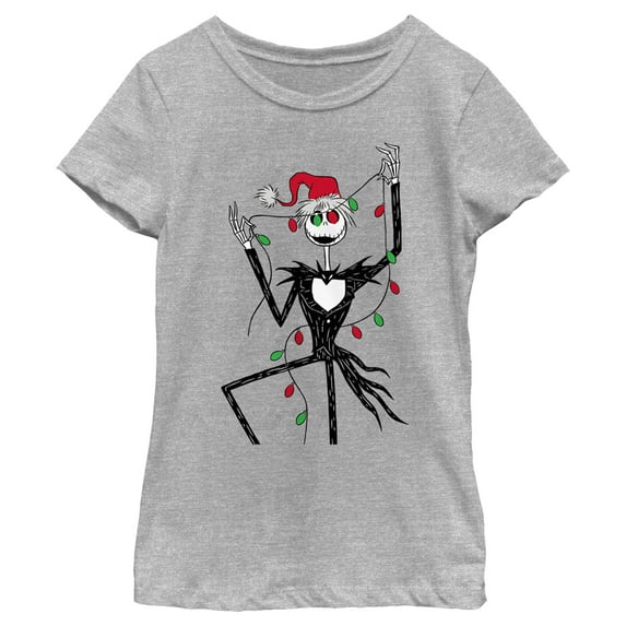 Girl's The Nightmare Before Christmas Jack Christmas Lights Graphic Tee Athletic Heather X Small