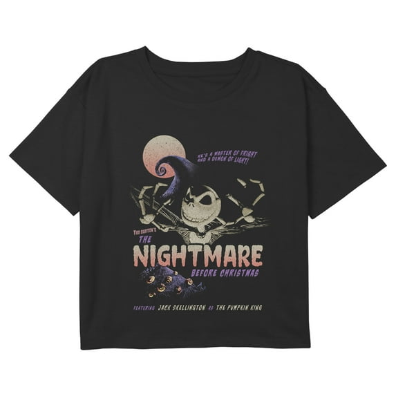 Girl's The Nightmare Before Christmas Jack Master of Fright Graphic Cropped T-Shirt Black Large