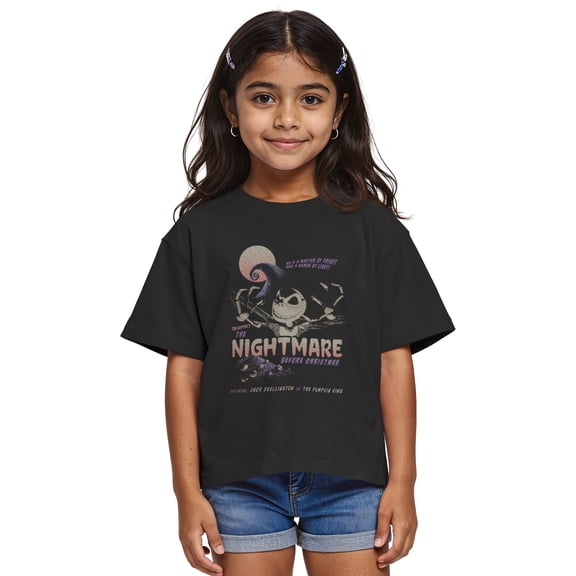 Girl's The Nightmare Before Christmas Jack Master of Fright Graphic Cropped T-Shirt Black X Large
