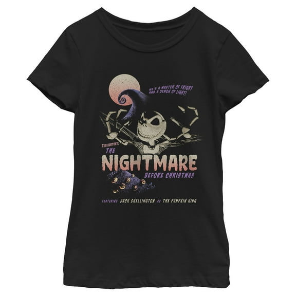 Girl's The Nightmare Before Christmas Jack Retro Movie Poster Graphic Tee Black X Large