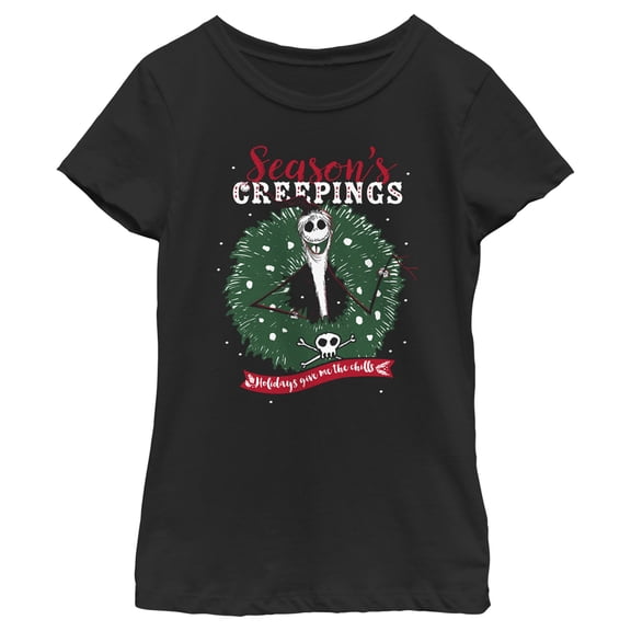 Girl's The Nightmare Before Christmas Jack Season's Creepings Graphic Tee Black Large