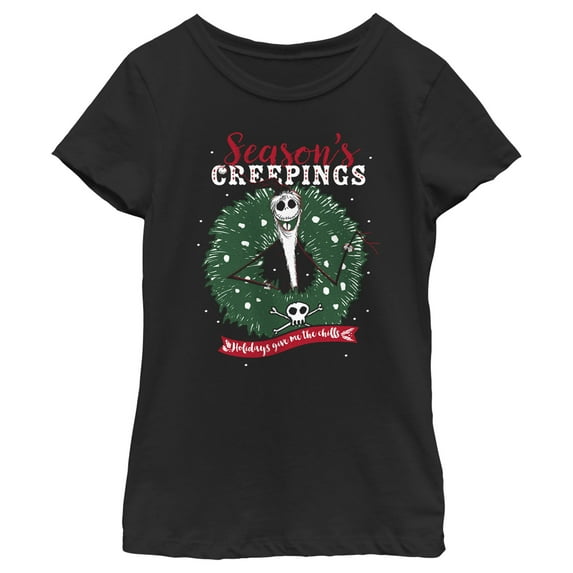 Girl's The Nightmare Before Christmas Jack Season's Creepings Graphic Tee Black Medium