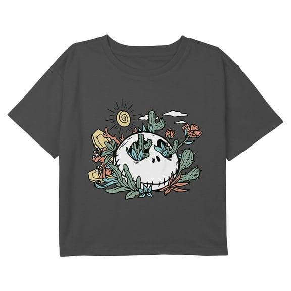 Girl's The Nightmare Before Christmas Jack Skellington Cactus Graphic Cropped T-Shirt