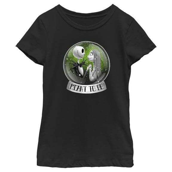 Girl's The Nightmare Before Christmas Jack and Sally Meant To Be Graphic Tee Black Small