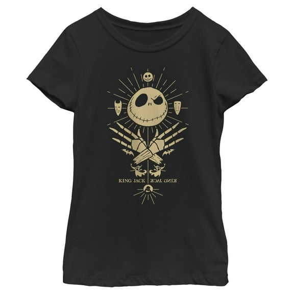Girl's The Nightmare Before Christmas King Jack Skellington  Graphic Tee Black Small