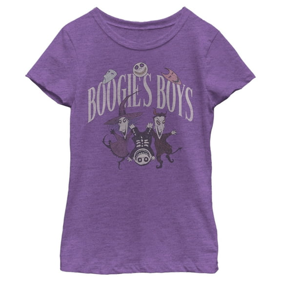 Girl's The Nightmare Before Christmas Lock, Shock, and Barrel  Graphic Tee Purple Berry X Small
