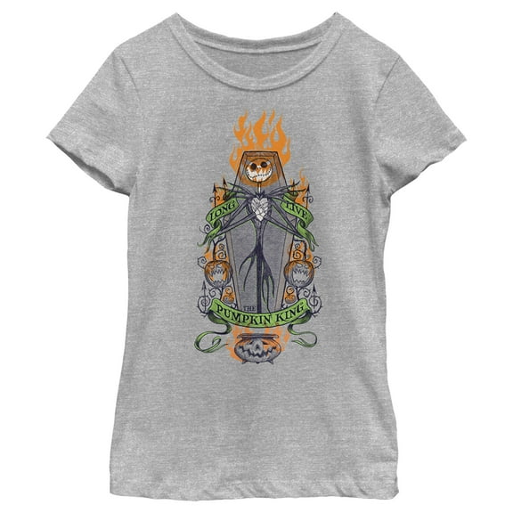Girl's The Nightmare Before Christmas Long Live the Pumpkin King  Graphic Tee Athletic Heather Medium
