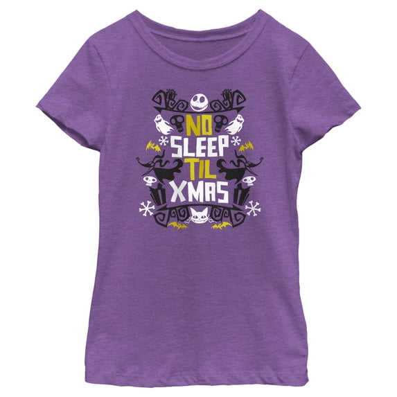 Girl's The Nightmare Before Christmas No Sleep Til Christmas Graphic Tee Purple Berry X Large