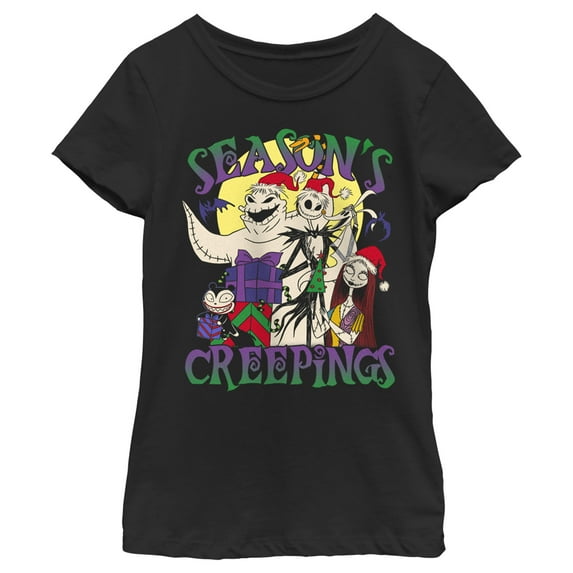 Girl's The Nightmare Before Christmas Season's Creepings Graphic Tee Black Small