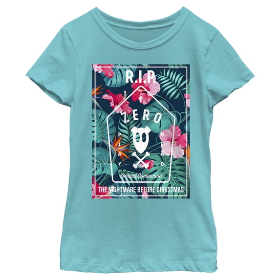 Girl's The Nightmare Before Christmas Spirited Companion Zero Graphic Tee Tahiti Blue Medium