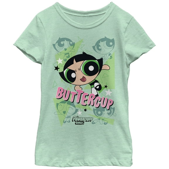 Girl's The Powerpuff Girls Buttercup  Graphic Tee Mint Large