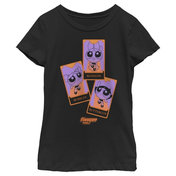 Girl's The Powerpuff Girls Halloween Tarot Cards  Graphic Tee Black Small
