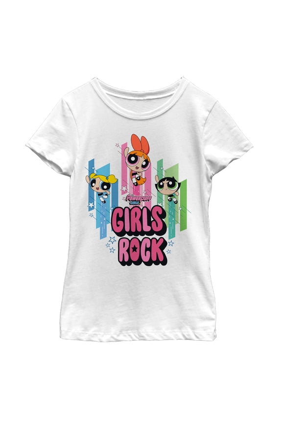 Girl's The Powerpuff Girls Hero Girls Rock Graphic Tee White Large