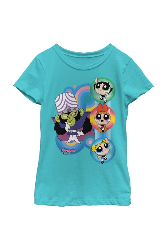 Girl's The Powerpuff Girls Mojo Jojo Scheme  Graphic Tee Tahiti Blue Large
