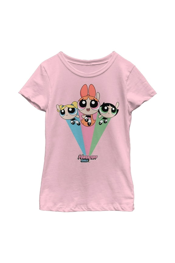 Girl's The Powerpuff Girls Rainbow Flight  Graphic Tee Light Pink Small