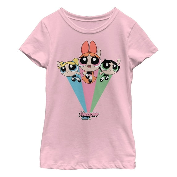 Girl's The Powerpuff Girls Rainbow Flight Graphic Tee Light Pink X Large