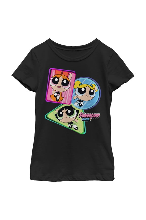 Girl's The Powerpuff Girls Superhero Shapes Graphic T-Shirt