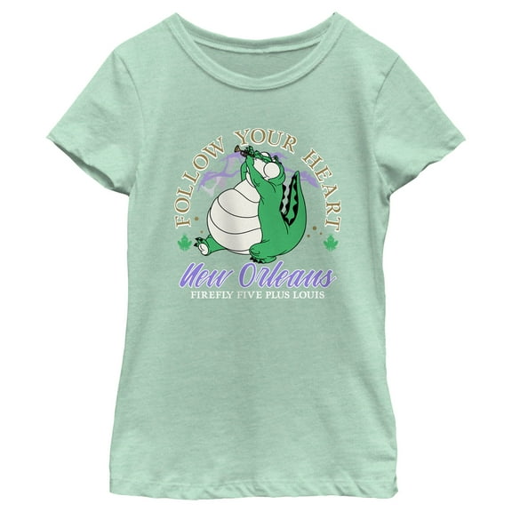 Girl's The Princess and the Frog Firefly Five Plus Louis Graphic Tee Mint X Large