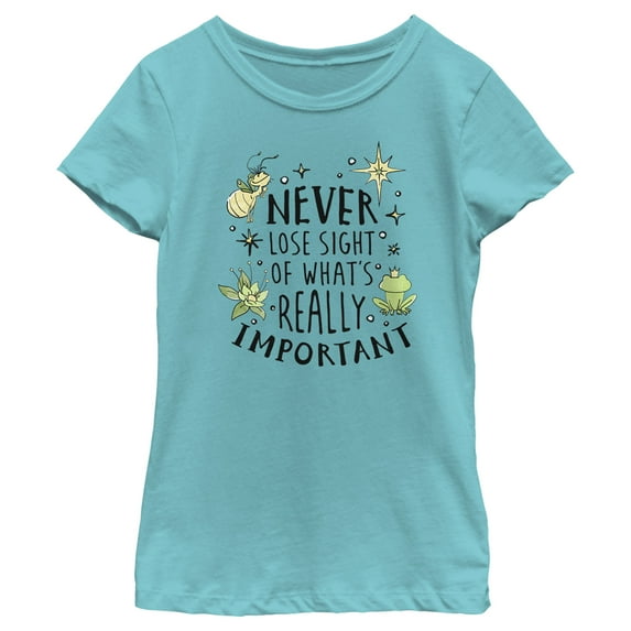 Girl's The Princess and the Frog Never Lose Sight Quote Graphic Tee Tahiti Blue Large