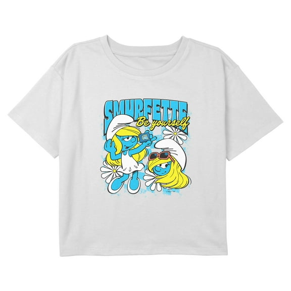 Girl's The Smurfs Be Yourself Daisy Graphic Cropped T-Shirt